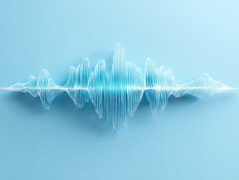 voice recognition waveform object isolated on a light blue background