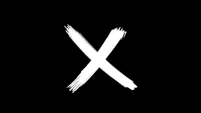Animated red X error Icon &ndash; Brushstroke Mark on Transparent