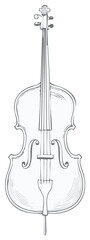 Outline Drawing of a Cello Musical Instrument
