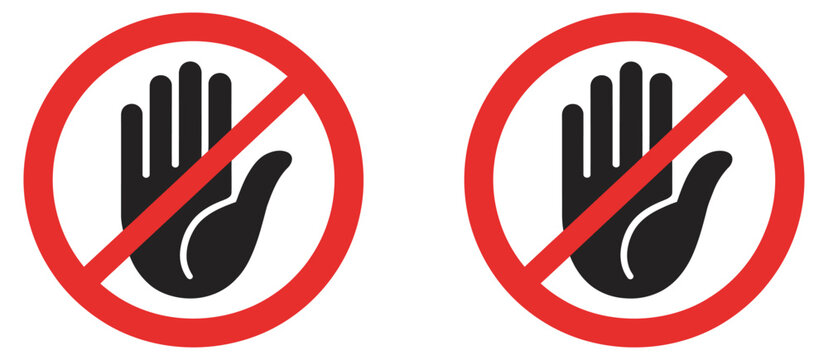 Do Not Enter Vector Icon, hand stop and prohibition sign, flat warning illustration isolated for safety, restricted access, and caution