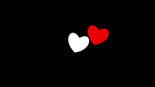 Animated Red and White pounding heart. Looped video of beating heart. Concept of love, health, passion, medicine. Vector illustration isolated on the Black background.