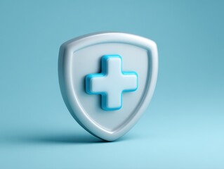 Fototapeta premium shield insurance icon isolated on a light blue background