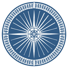 Obraz premium Circular Emblem: Radial Starburst Design with Geometric Border Illustration