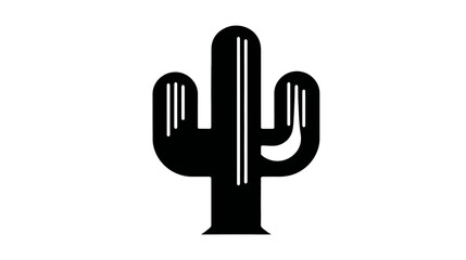 Obraz premium Graphic black and white illustration of a cactus on a white background