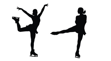 Two figure skaters in dynamic poses captured as a striking silhouette © HN2.00
