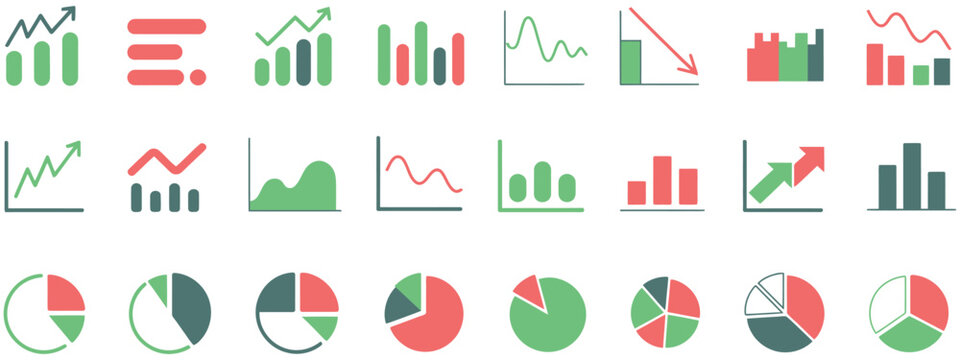growth icon set, arrow up and down symbols, growing graph vector, business bar chart icons, ascending and descending schedule illustration, performance trend symbols, financial increase and decrease i