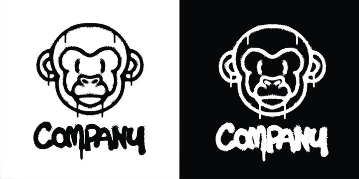 Graffiti Monkey Face logo vector design