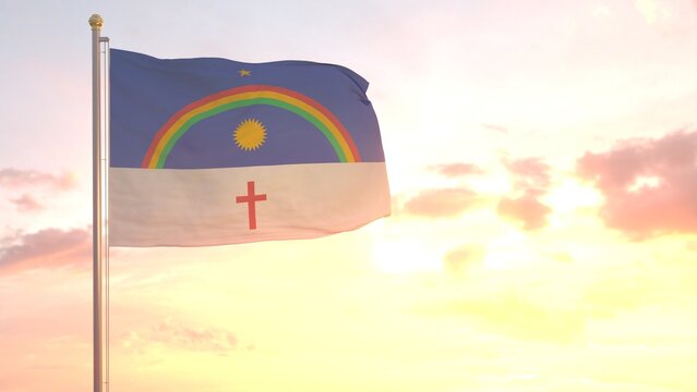 A bandeira do estado de Pernambuco, regi&atilde;o Nordeste, Brasil - Ilustra&ccedil;&atilde;o 3D