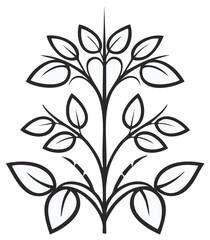Botanical symmetrical pattern with leaves and branches in vector format