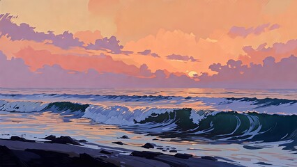 sunset view of the beach