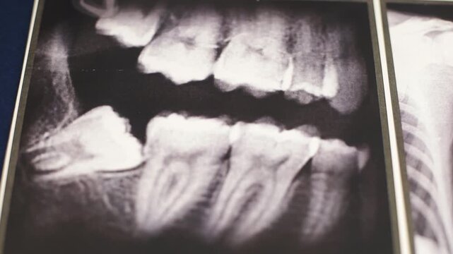 X-ray  of a tooth showing missing teeth, useful for dental or medical illustrations