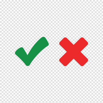 Visual representation of correct and incorrect actions with check and cross symbols Vector