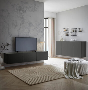 Modern luxury apartment interior in minimal scandinavian style, 3d rendering