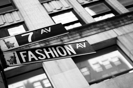 New York City, NY USA Garment district. 7th Avenue street sign