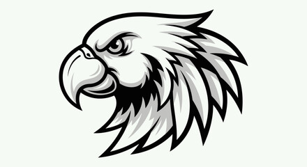 Fototapeta premium Black and White Eagle Head Illustration.