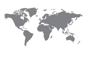 Naklejka premium Stylized Grey World Map Silhouette Vector Illustration for Global Business and Geography Concepts