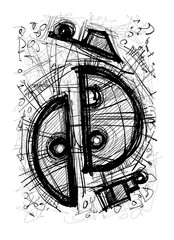 Abstract image for printing. Picture for modern interiors. The picture is painted by hand on a tablet. © neurostructure