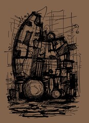 Abstract image for printing. Picture for modern interiors. The picture is painted by hand on a tablet. © neurostructure