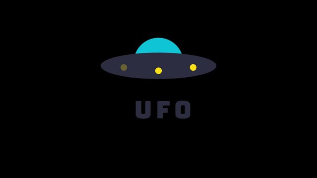 Minimalist UFO Icon with Flashing Lights on Black Background