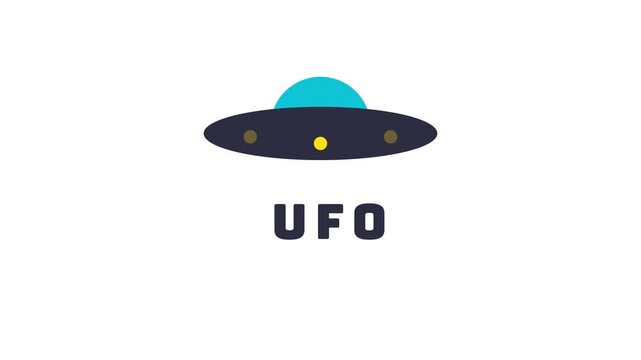 Minimalist UFO Saucer Flat Illustration on White Background