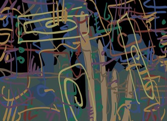 Abstract image for printing. Picture for modern interiors. The picture is painted by hand on a tablet. © neurostructure