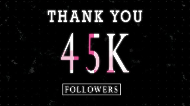 45 followers Moving Gold fire Text celebration animation 4k video template, Thank you 45K followers, 45k Followers thank you Social Media Network And Twitter Related Projects Concept video