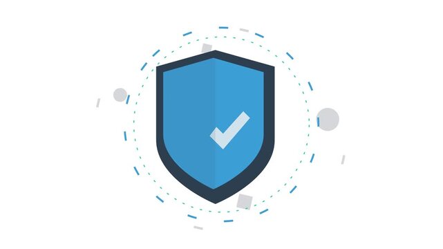 Blue Shield Icon with White Checkmark for Data Security