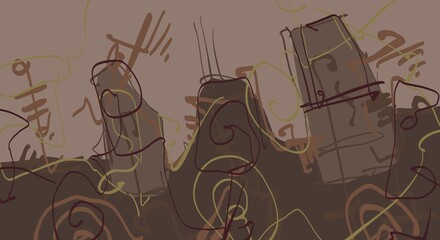 Abstract image for printing. Picture for modern interiors. The picture is painted by hand on a tablet. © neurostructure