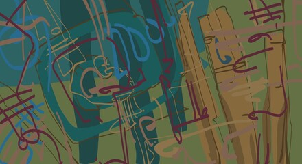 Abstract image for printing. Picture for modern interiors. The picture is painted by hand on a tablet. © neurostructure