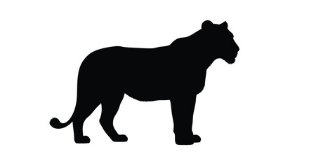 A striking black silhouette of a majestic lion in profile silhouette © Moni