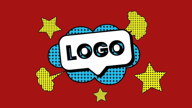 Cartoon Pop Up Reaction Phrase Comic Pop Art Logo Reveal