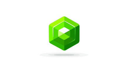 Fototapeta premium A geometric, layered shape with a gradient of green colors, casting a subtle shadow