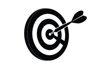 Vector icon goal with arrows successfully hitting a target, achievement and business objective concept symbol, precision focus and success illustration, clean minimalist design suitable for branding p