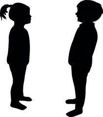 a boy and a girl making chat, silhouette vector