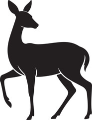 Fototapeta premium Deer Silhouette in Simple Modern Style with High Contrast Black and White for Wildlife Illustration