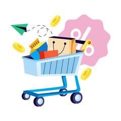 Shopping cart illustration, editable vector