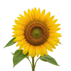 Obraz premium A large yellow sunflower with green leaves