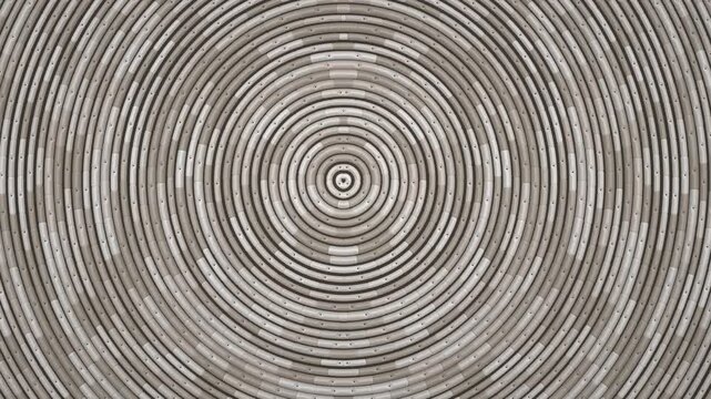 Abstract pattern of concentric circles creating a textured optical illusion in shades of grey and brown.