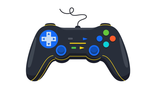 Modern video game controller with buttons and joystick for interactive entertainment and digital gaming adventures