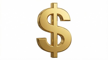 Obraz premium A shining three-dimensional golden dollar sign representing financial wealth and economic prosperity isolated on white.