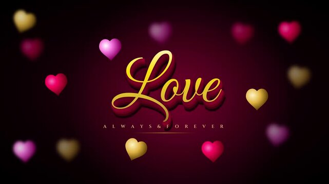 Romantic Love Always and Forever Graphic with Floating Hearts