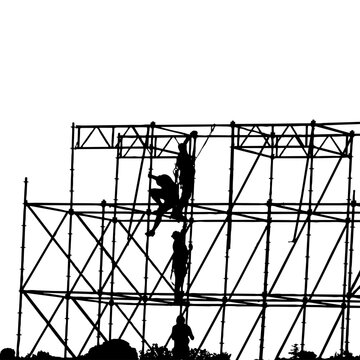 Obreros trabajando en andamio