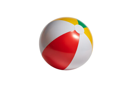 Vibrant beach ball in red, white, and yellow