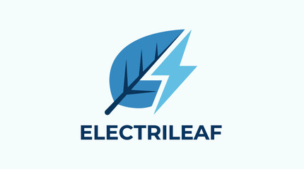 This logo uniquely combines a leaf and a lightning bolt, representing the fusion of nature and technology, perfect for eco-friendly and innovative brands.