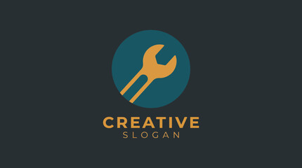 An iconic logo featuring a wrench that symbolizes creativity and innovation, ideal for any company offering unique solutions and services in the tech or engineering industries. © Xiaoliang