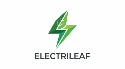 A striking logo combining a leaf and lightning bolt, symbolizing eco-friendly energy, ideal for brands promoting renewable energy solutions or green technology.