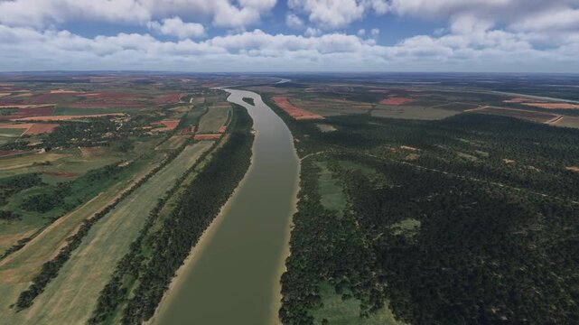 Aerial view of Balteni de Sus. Danube Delta. Romania