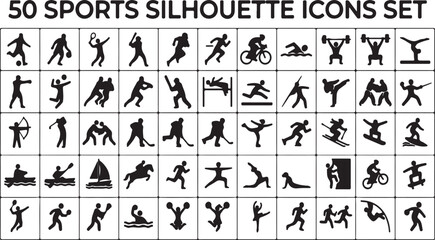50 sports silhouette icons set © MBart