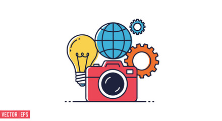 Fototapeta premium Creative Photography Concept with Camera and Ideas.