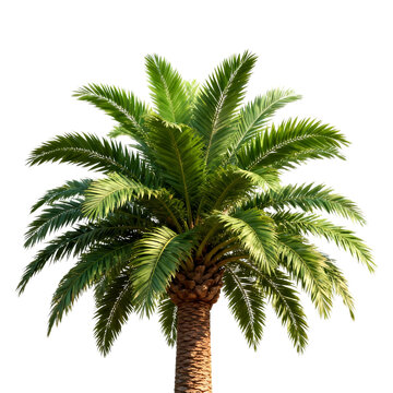 A vibrant detailed sago palm tree with lush green fronds on transparent background high quality professional